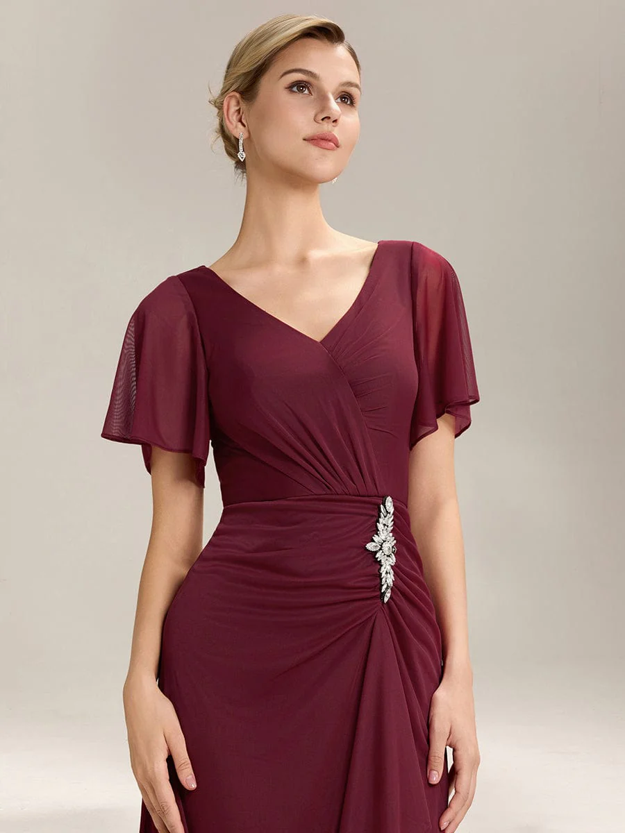 ever MARIEL|Rhinestone Embellished Chiffon Ruffle Sleeve Mother of the Bride Dress - Image 3