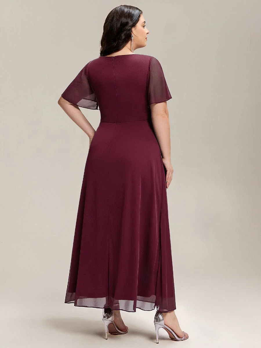 ever MARIEL|Rhinestone Embellished Chiffon Ruffle Sleeve Mother of the Bride Dress - Image 7