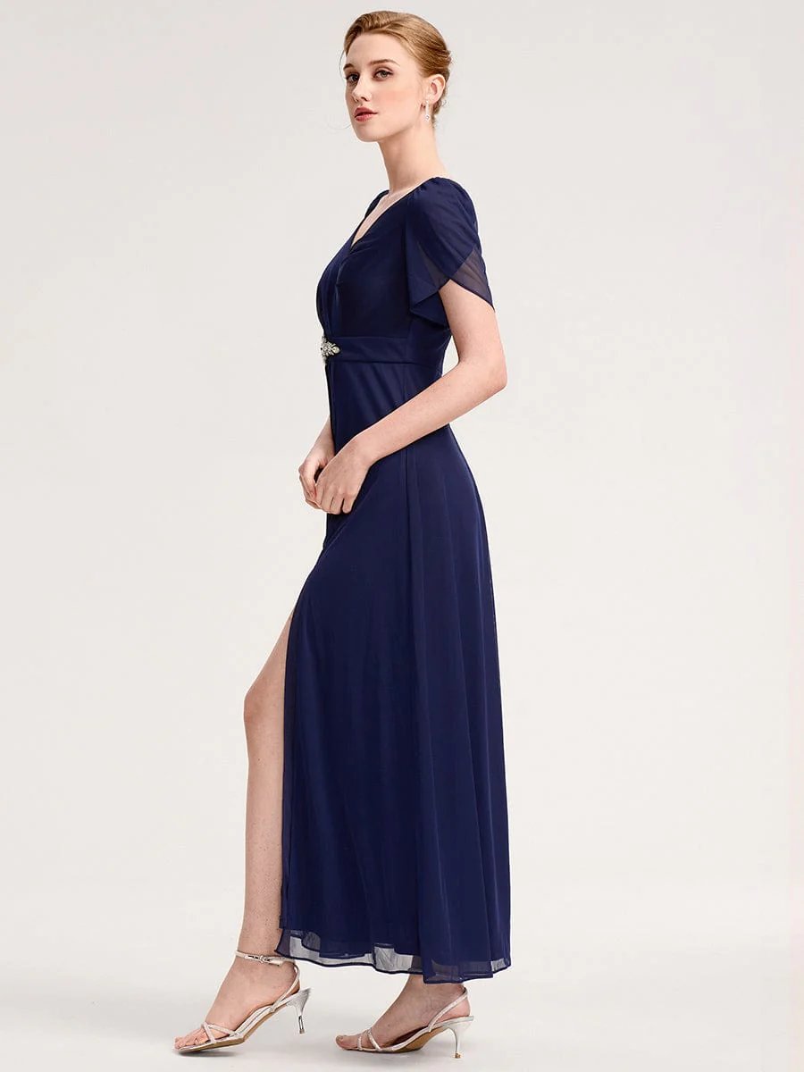 ever NOAH|Rhinestone Embellished Chiffon Ruffle Sleeve Wedding Guest Dress - Image 24