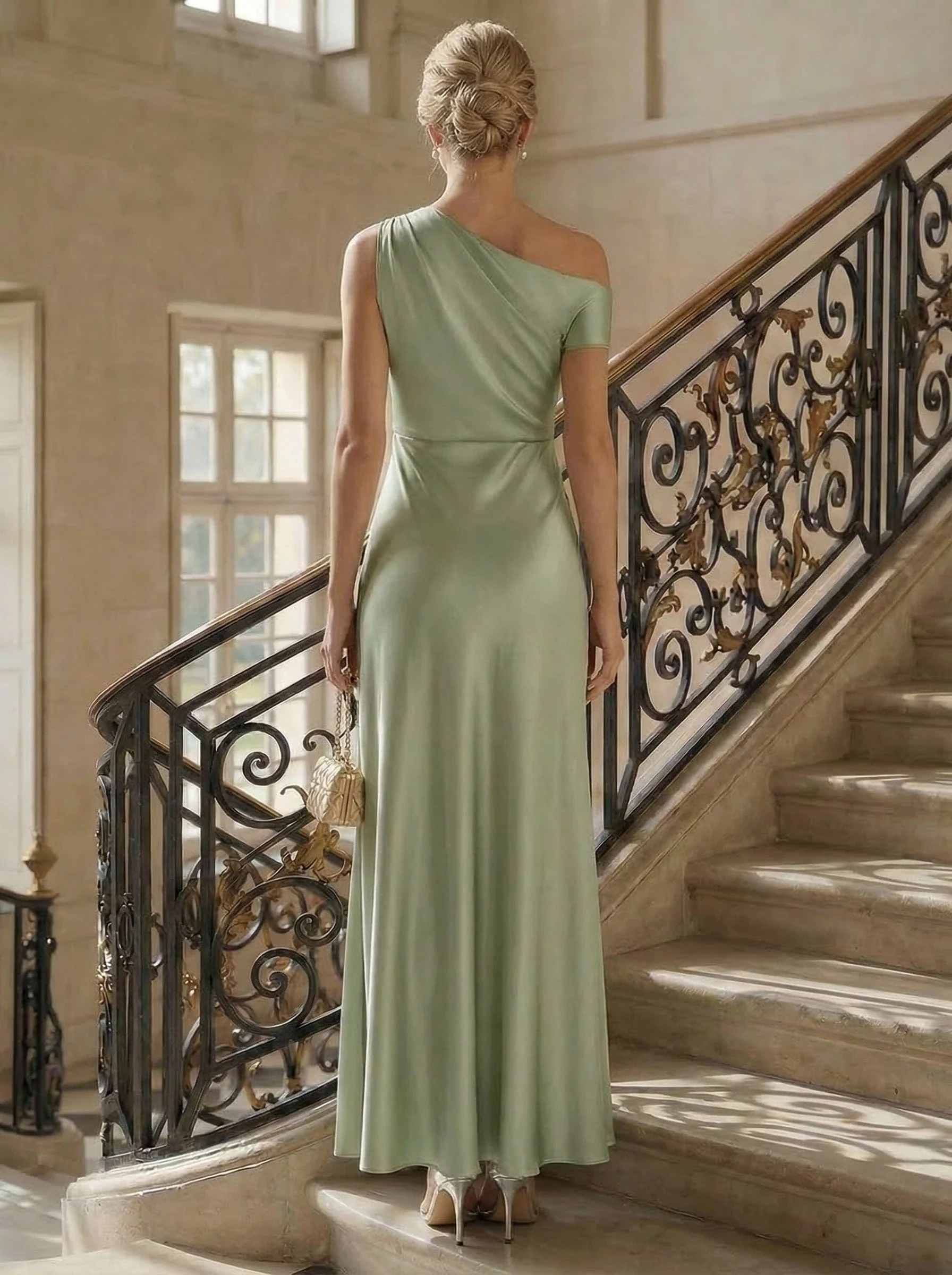 ever OPAL|Convertible Satin Drop Shoulder Sleeve Wedding Guest Dress - Image 5