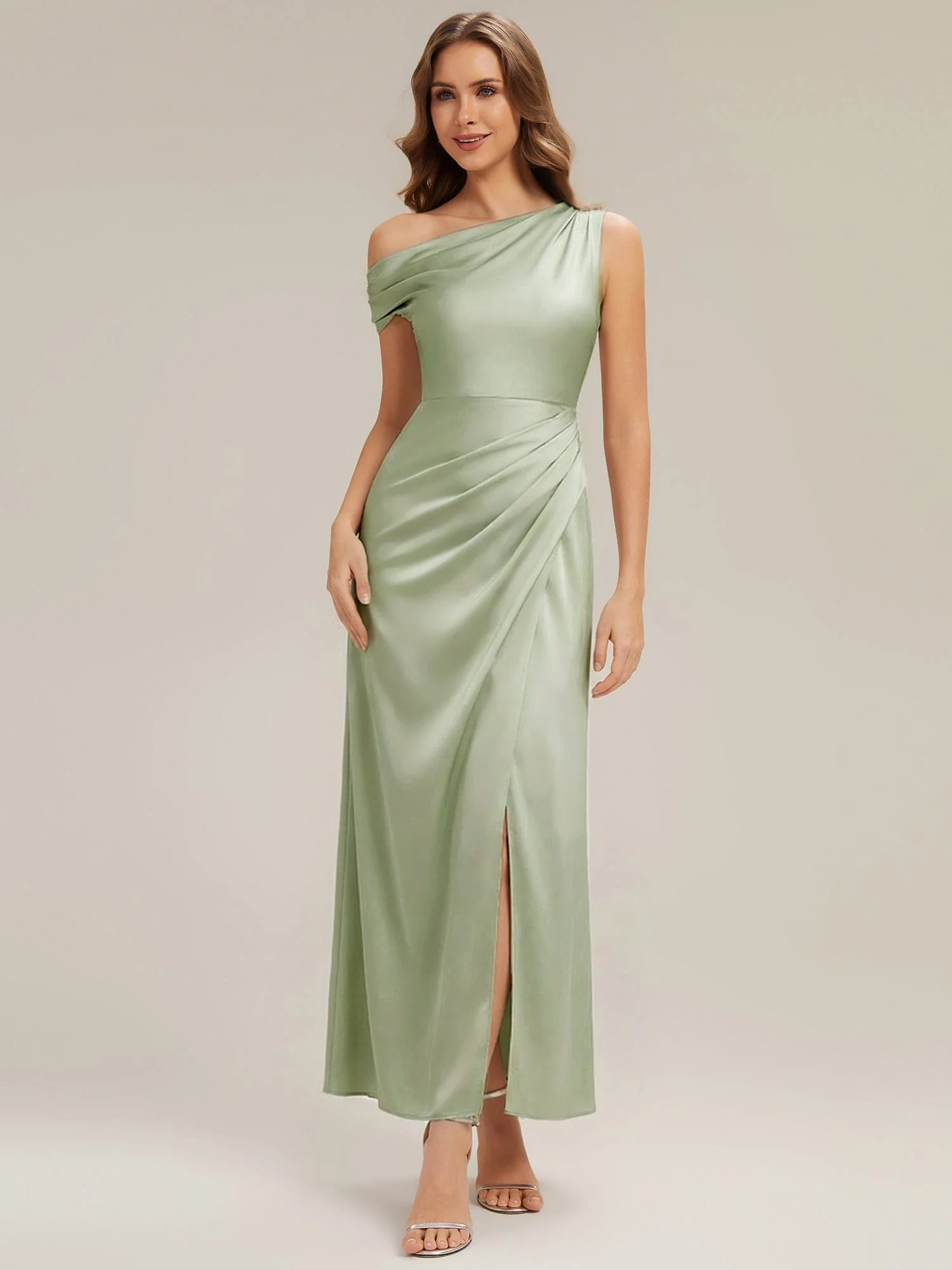 ever OPAL|Convertible Satin Drop Shoulder Sleeve Wedding Guest Dress - Image 6