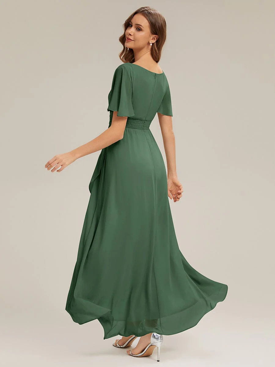 ever SAGE|Ruched Chiffon Ruffle Sleeve Wedding Guest Dress - Image 23