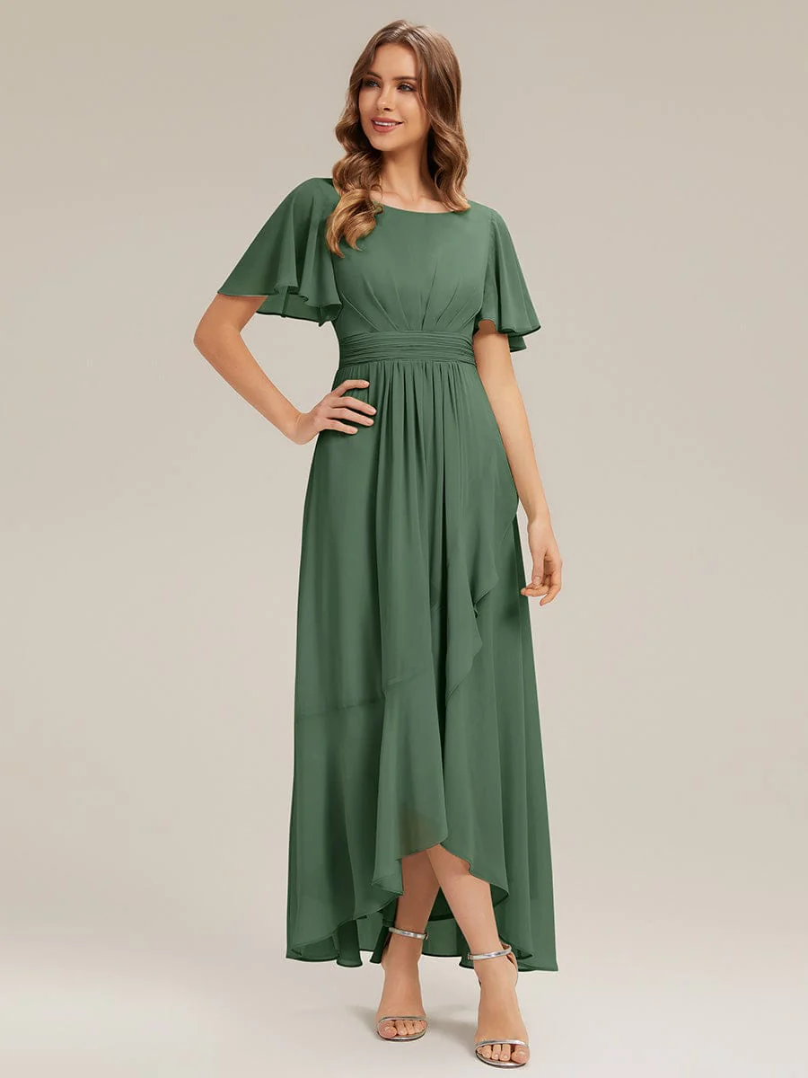 ever SAGE|Ruched Chiffon Ruffle Sleeve Wedding Guest Dress - Image 24