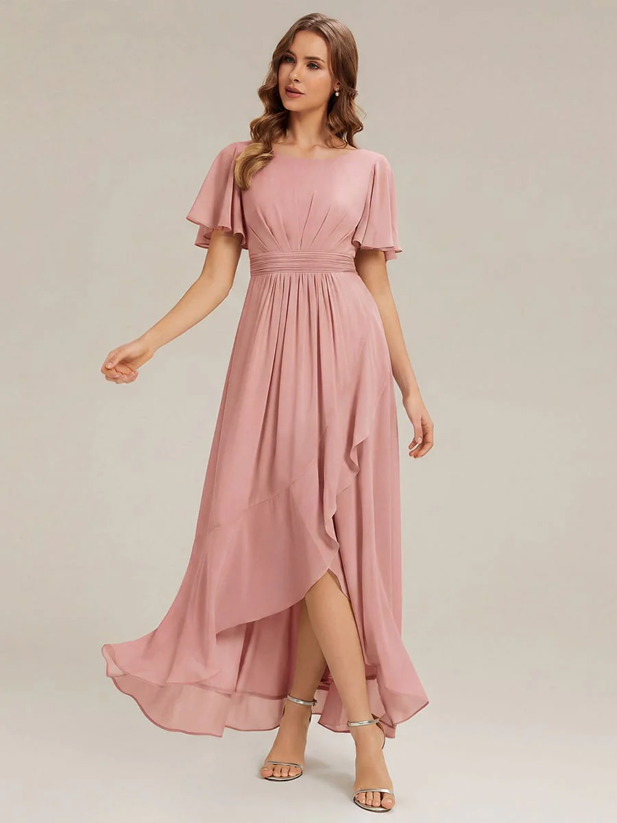ever SAGE|Ruched Chiffon Ruffle Sleeve Wedding Guest Dress - Image 29
