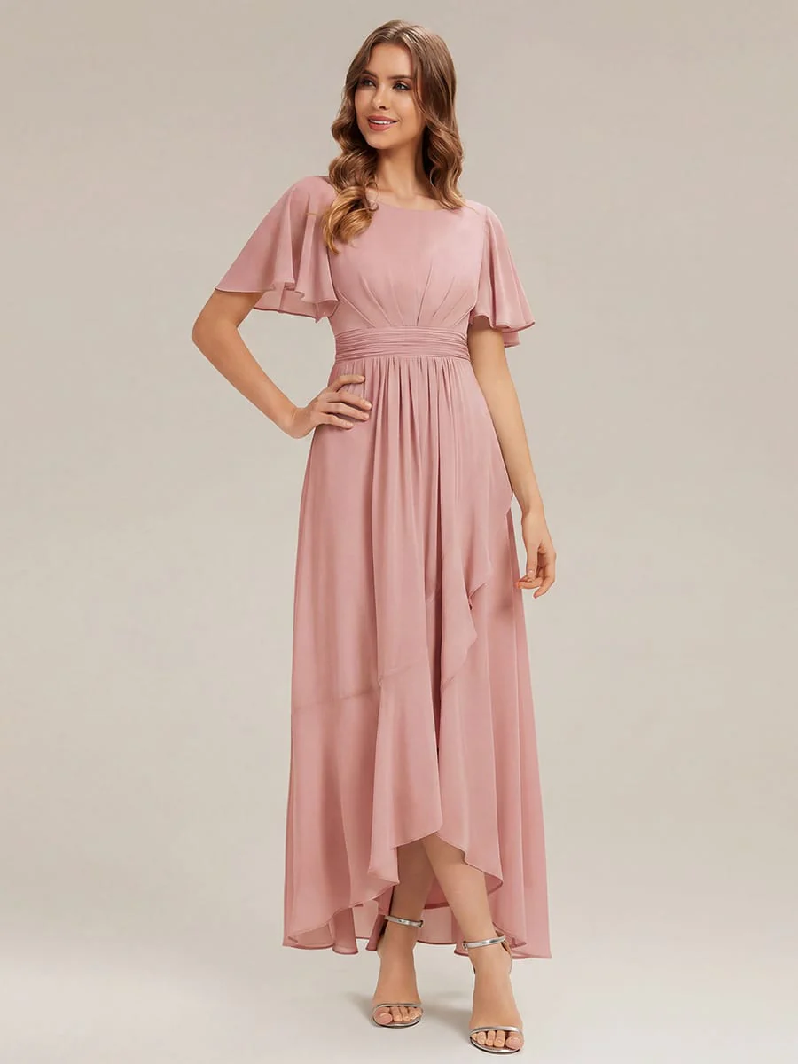 ever SAGE|Ruched Chiffon Ruffle Sleeve Wedding Guest Dress - Image 31