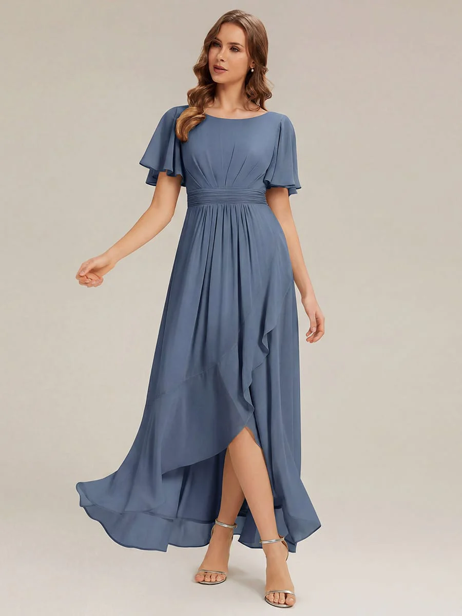 ever SAGE|Ruched Chiffon Ruffle Sleeve Wedding Guest Dress - Image 36