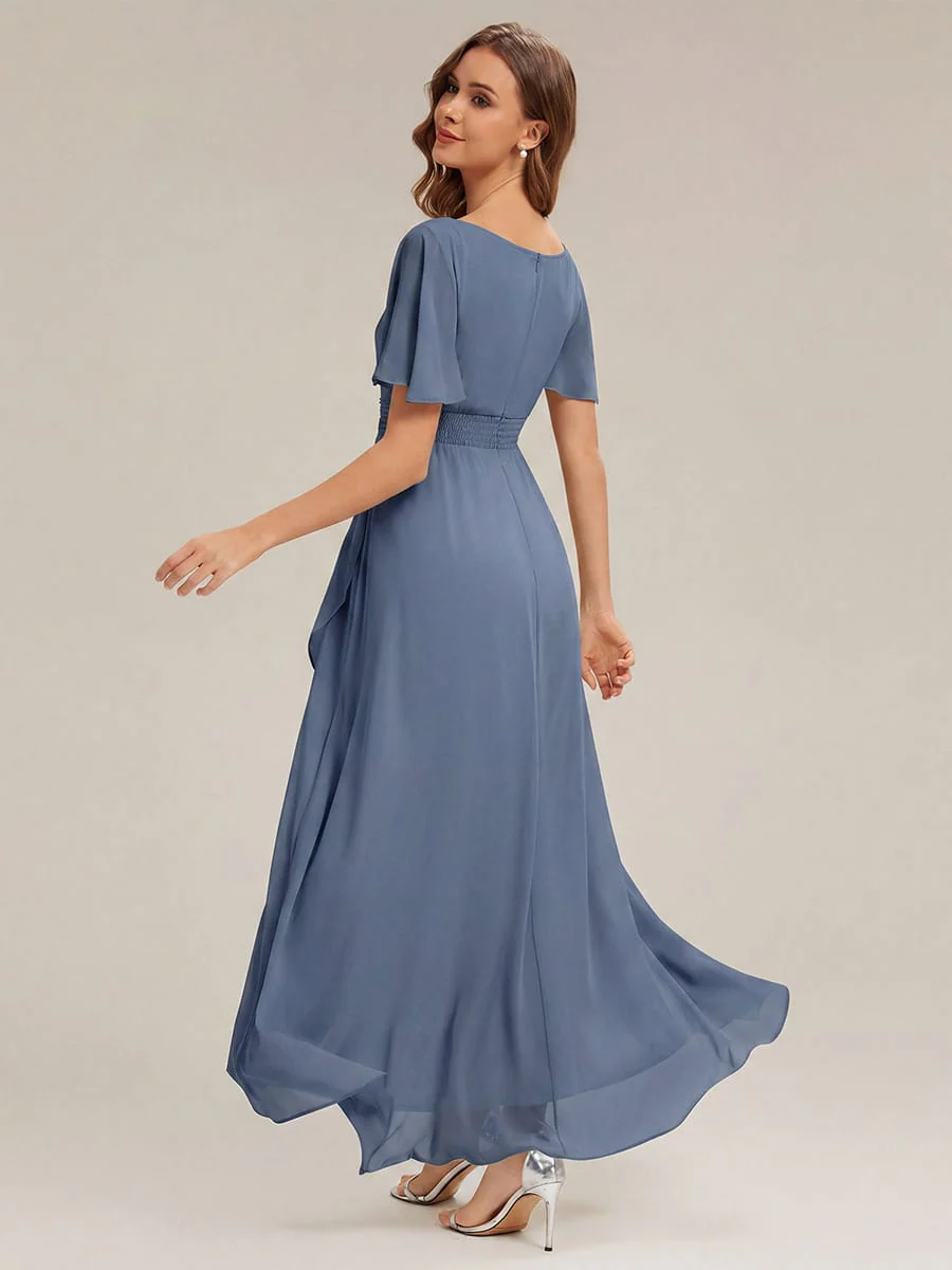 ever SAGE|Ruched Chiffon Ruffle Sleeve Wedding Guest Dress - Image 37