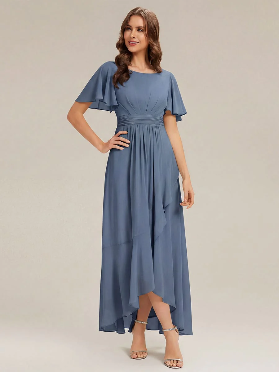 ever SAGE|Ruched Chiffon Ruffle Sleeve Wedding Guest Dress - Image 38
