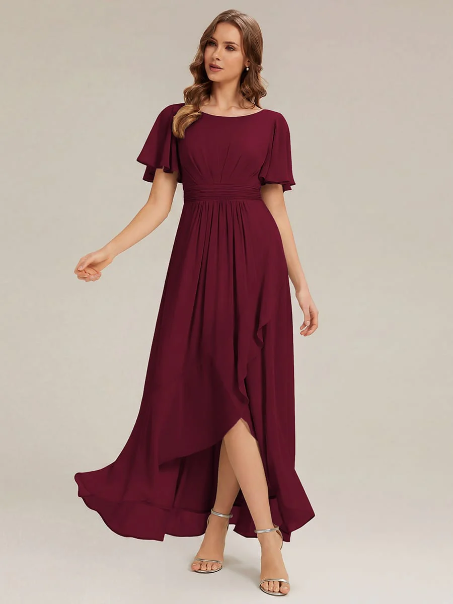 ever SAGE|Ruched Chiffon Ruffle Sleeve Wedding Guest Dress - Image 43