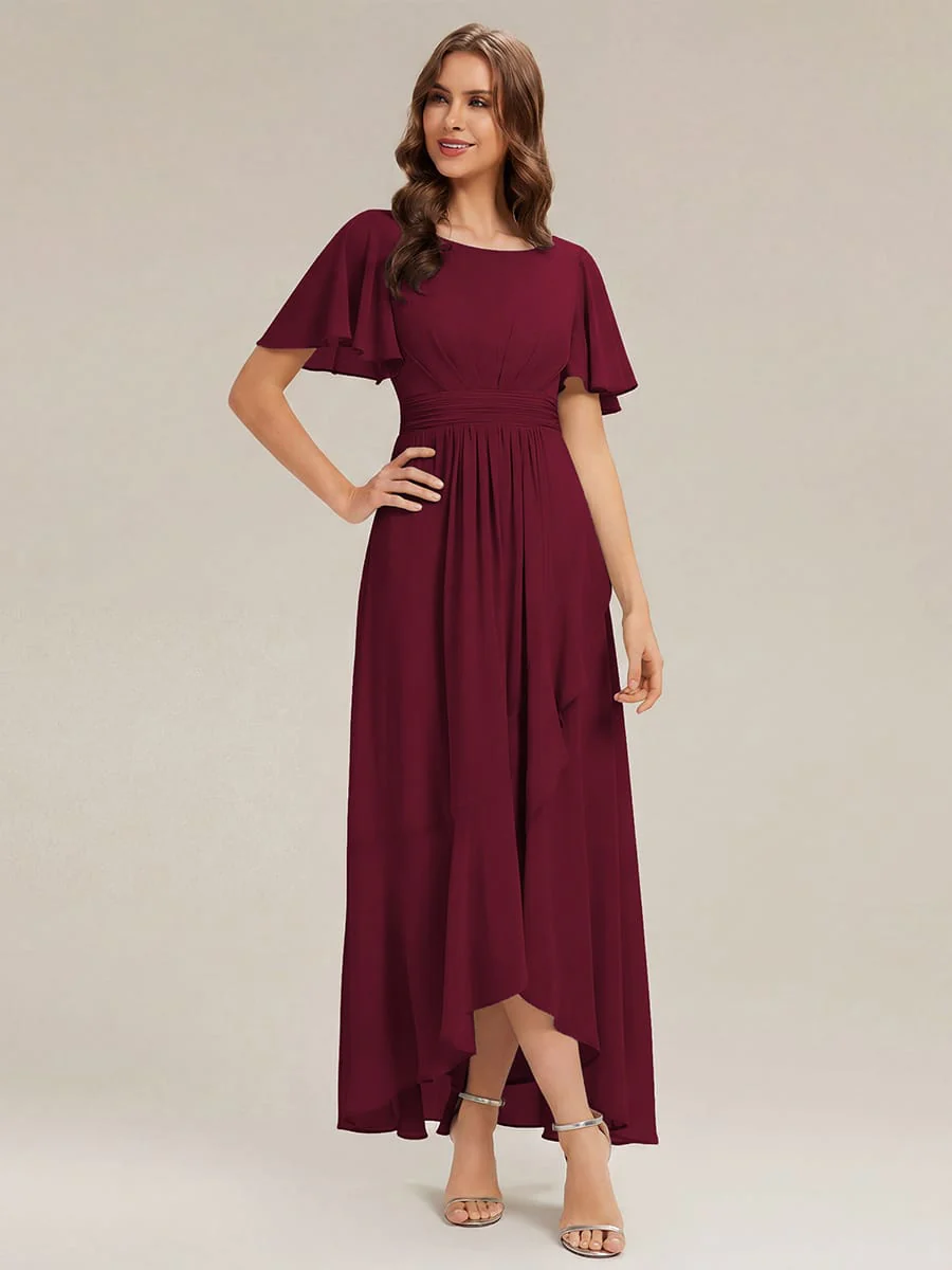 ever SAGE|Ruched Chiffon Ruffle Sleeve Wedding Guest Dress - Image 45