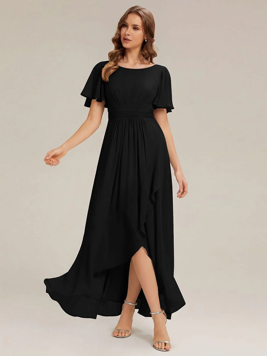 ever SAGE|Ruched Chiffon Ruffle Sleeve Wedding Guest Dress - Image 50