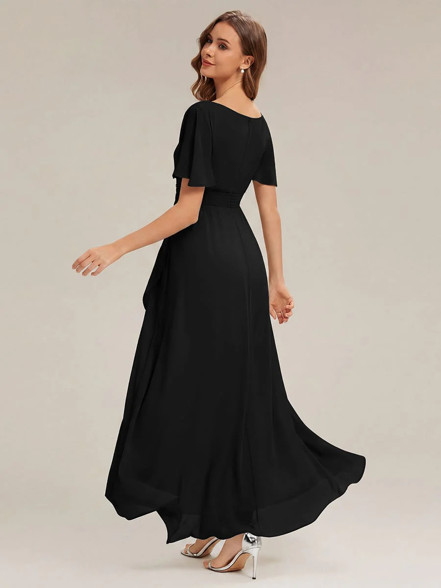 ever SAGE|Ruched Chiffon Ruffle Sleeve Wedding Guest Dress - Image 51