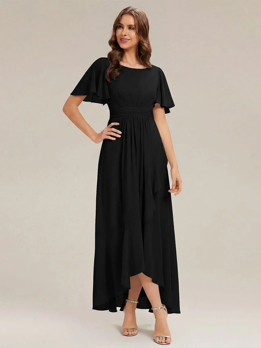 ever SAGE|Ruched Chiffon Ruffle Sleeve Wedding Guest Dress - Image 52