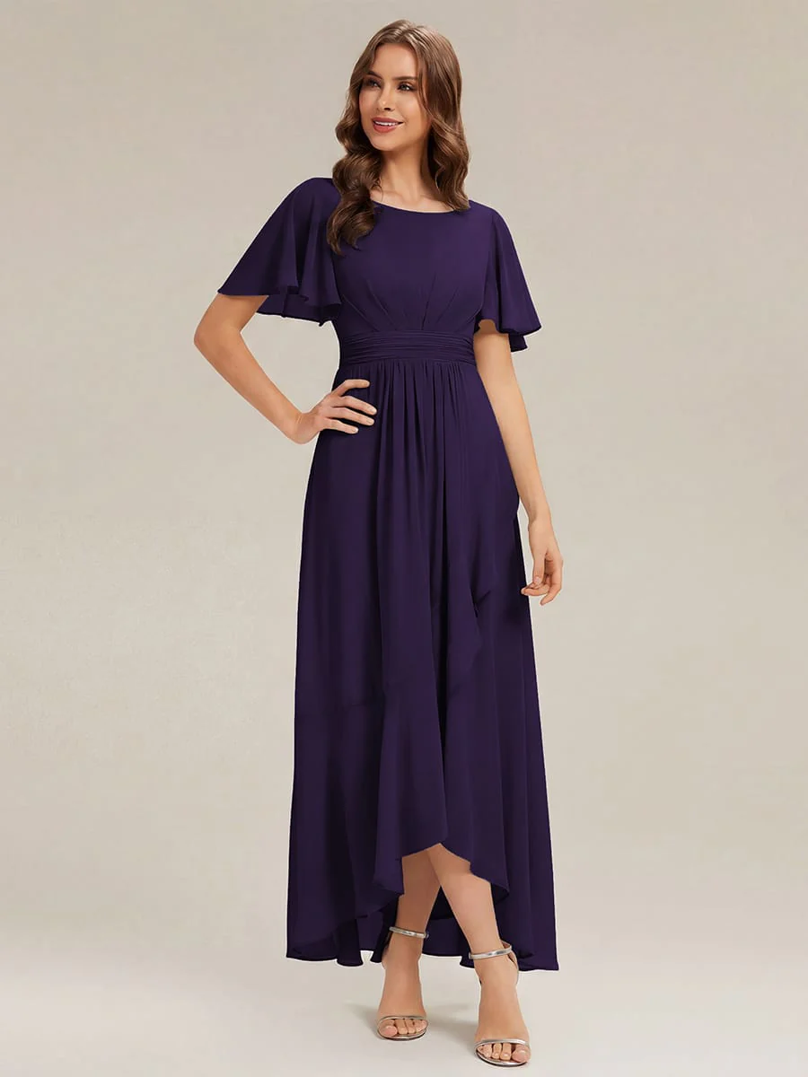 ever SAGE|Ruched Chiffon Ruffle Sleeve Wedding Guest Dress - Image 59
