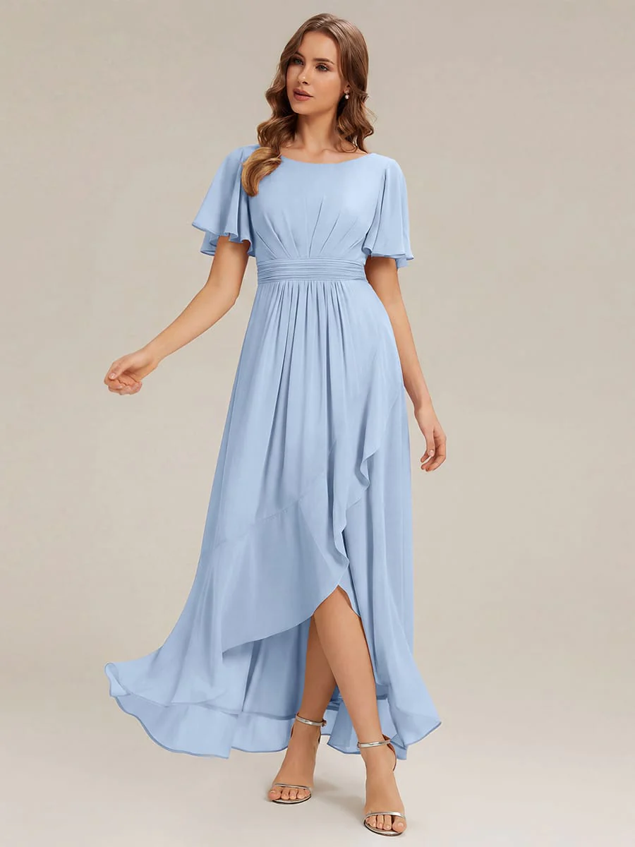 ever SAGE|Ruched Chiffon Ruffle Sleeve Wedding Guest Dress - Image 64