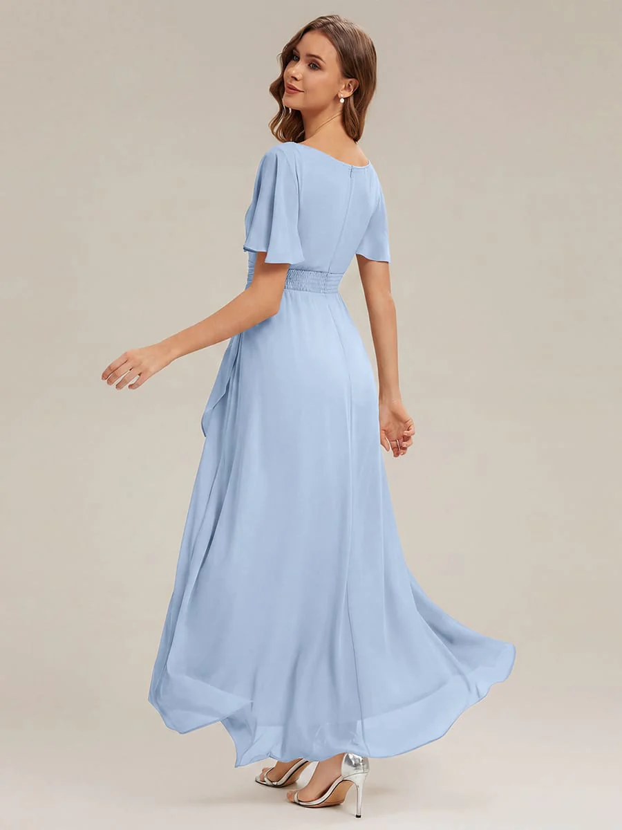 ever SAGE|Ruched Chiffon Ruffle Sleeve Wedding Guest Dress - Image 65