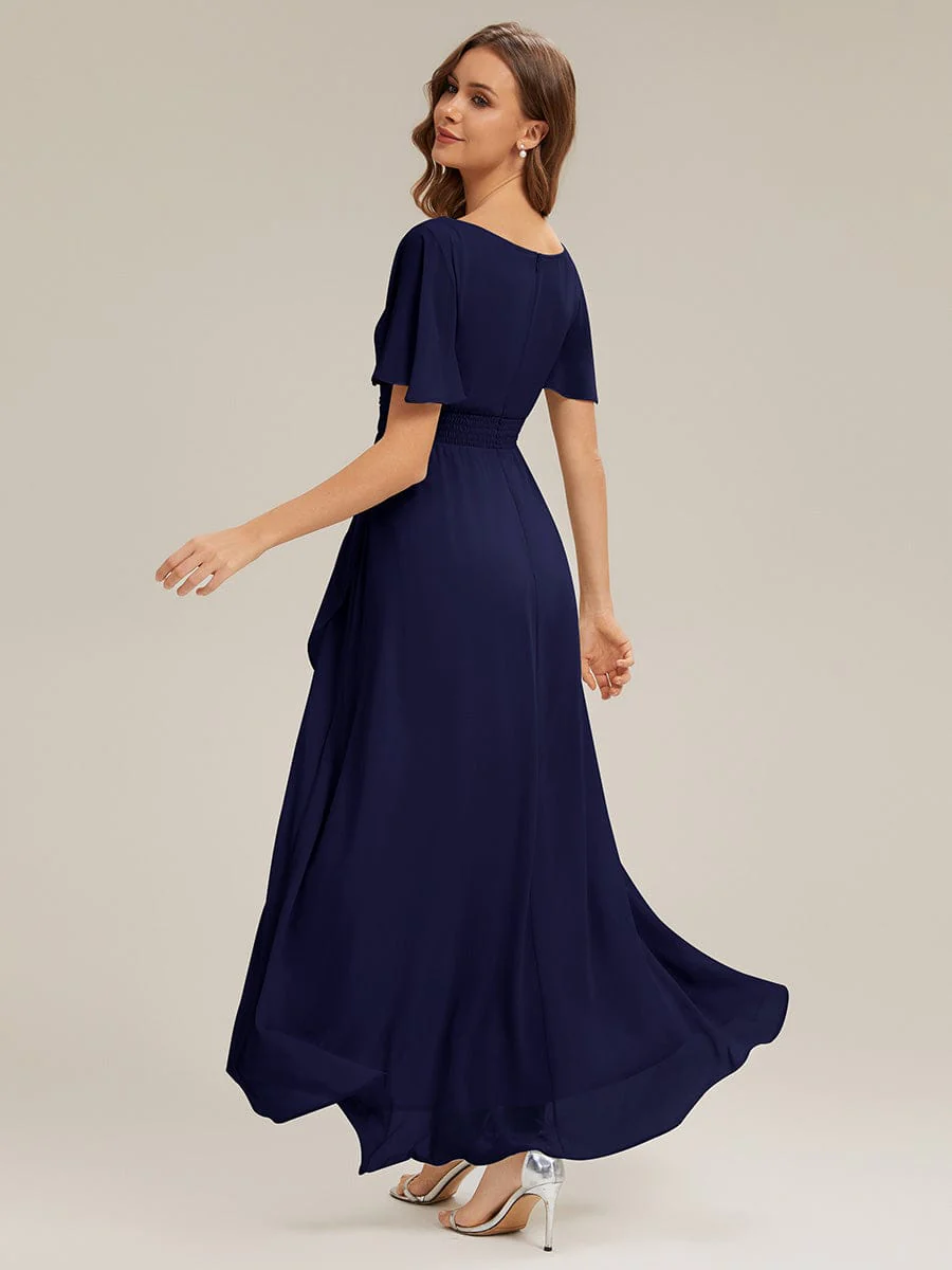 ever SAGE|Ruched Chiffon Ruffle Sleeve Wedding Guest Dress - Image 8