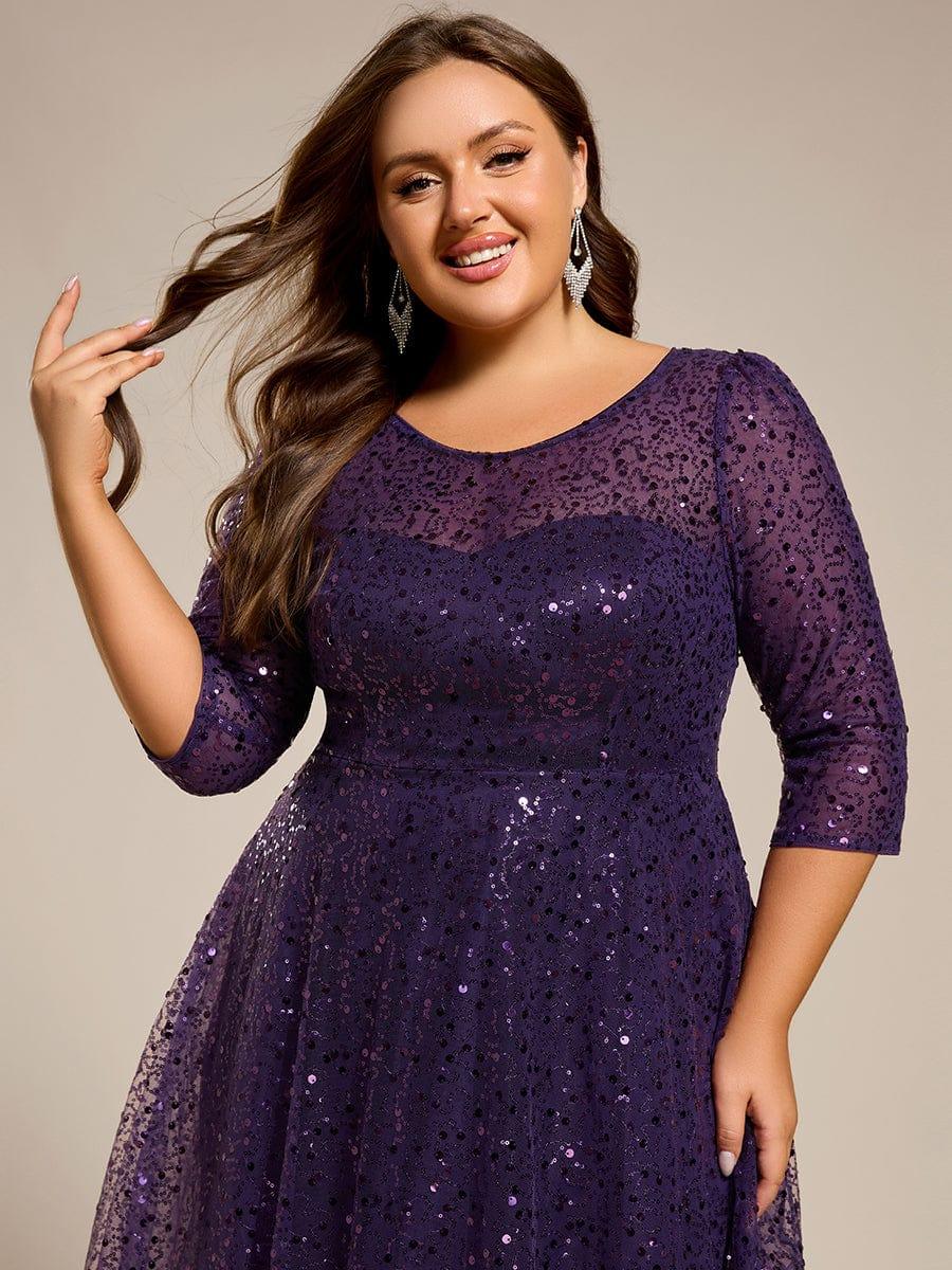 ever SIENNA|Plus Size Dazzling Sequin A-Line Midi Evening Dress with Long Sleeves - Image 23