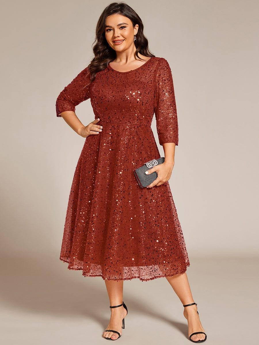 ever SIENNA|Plus Size Dazzling Sequin A-Line Midi Evening Dress with Long Sleeves - Image 26