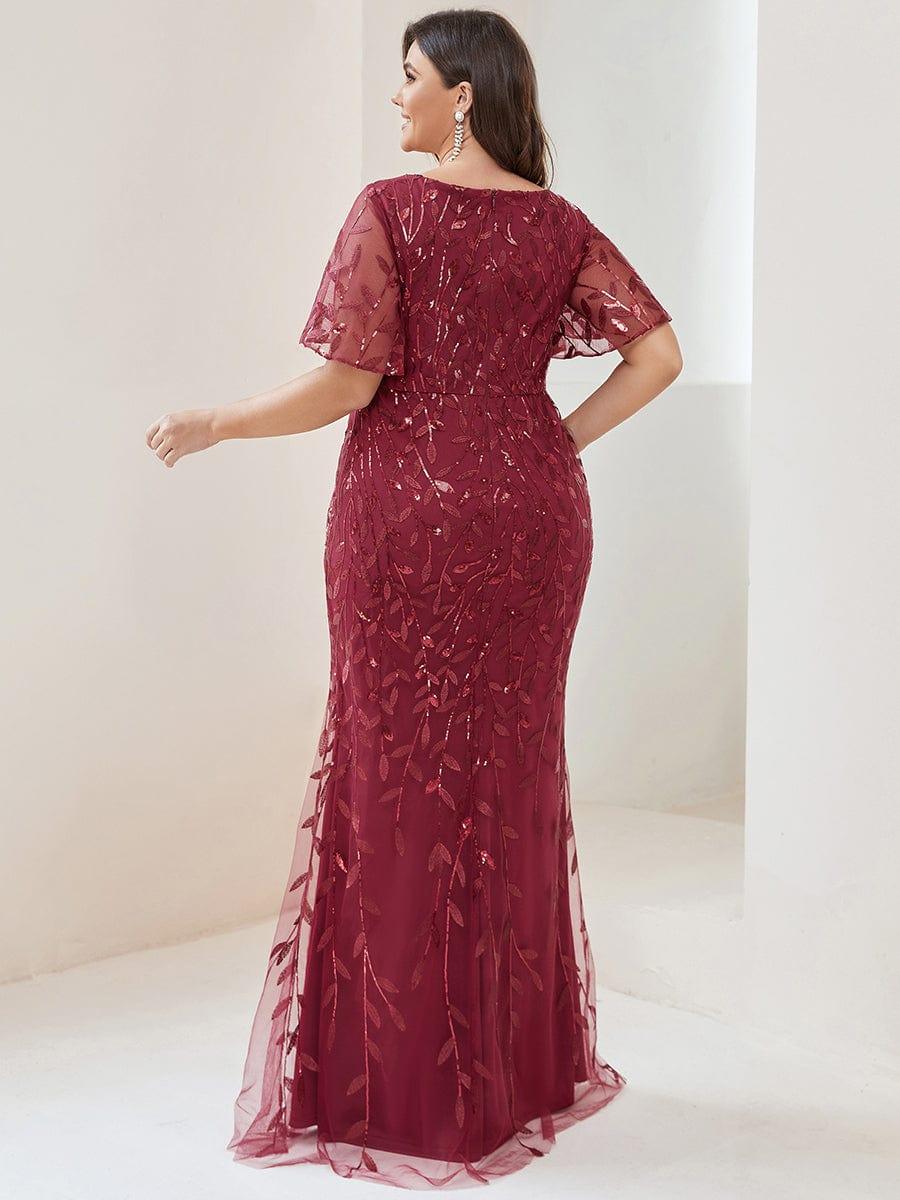 pretty DIONE|Fashion Plus Size V Neck Mermaid Sequin & Tulle Evening Dress(Final Sale) - Image 19