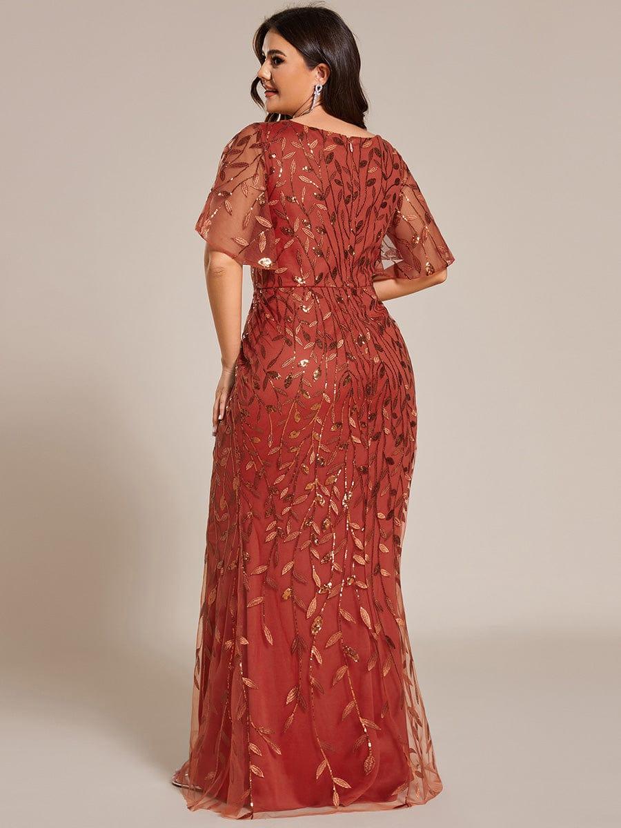 pretty DIONE|Fashion Plus Size V Neck Mermaid Sequin & Tulle Evening Dress(Final Sale) - Image 71