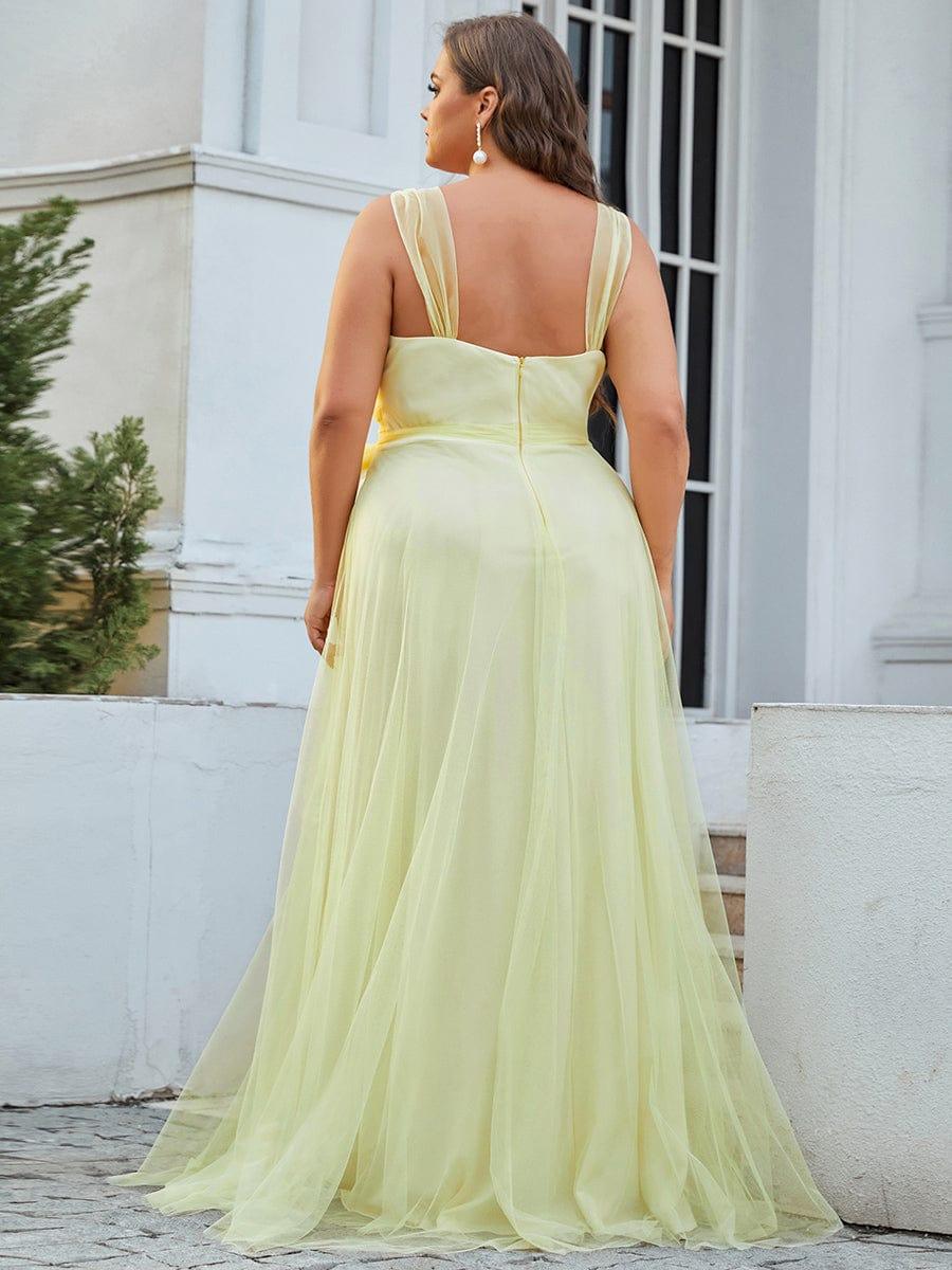 Elegant Double V-Neck Tulle Floor-Length Bridesmaid Dresses - Image 21