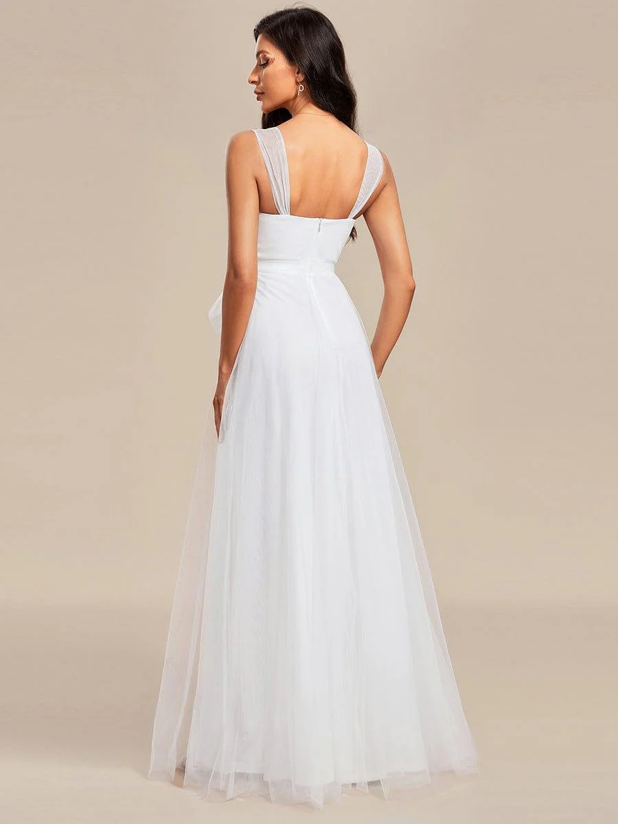 Elegant Double V-Neck Tulle Floor-Length Bridesmaid Dresses - Image 23