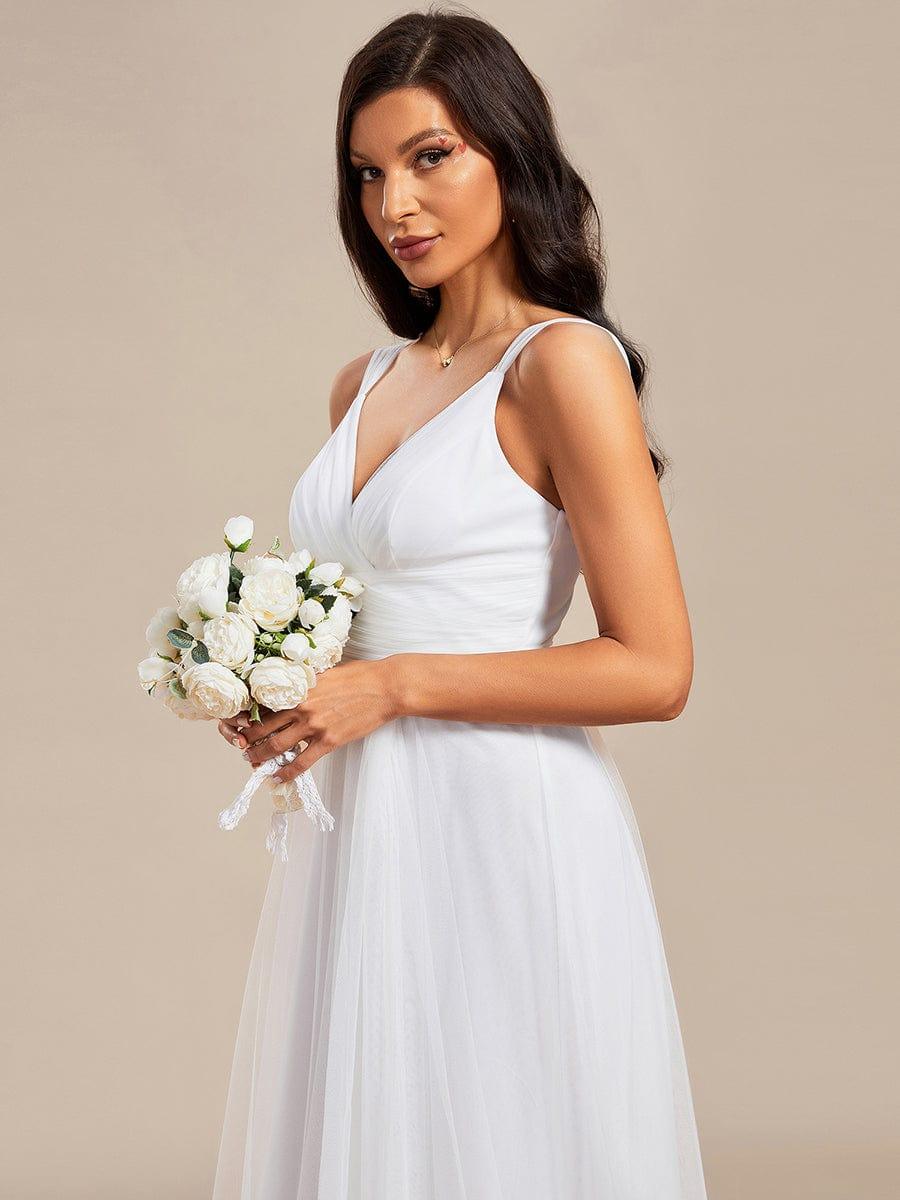 Elegant Double V-Neck Tulle Floor-Length Bridesmaid Dresses - Image 24