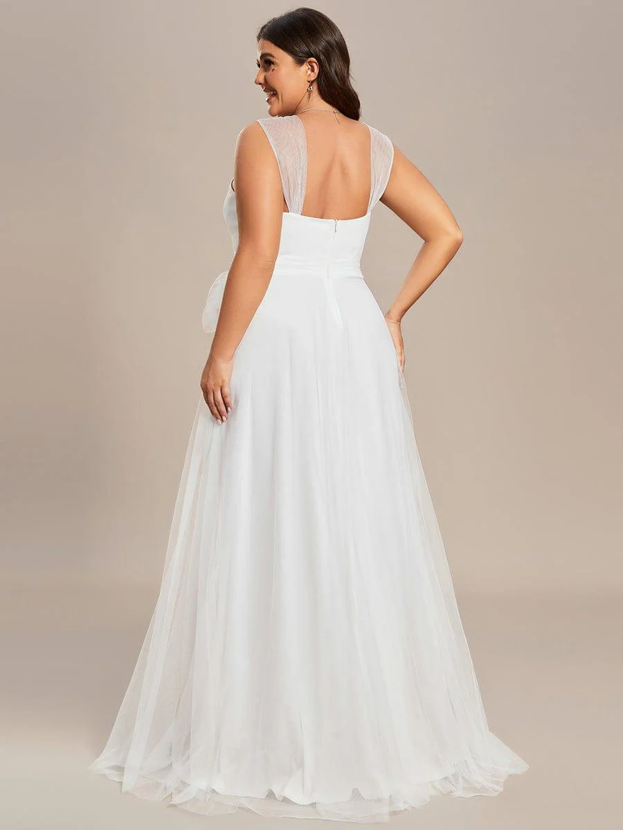 Elegant Double V-Neck Tulle Floor-Length Bridesmaid Dresses - Image 28