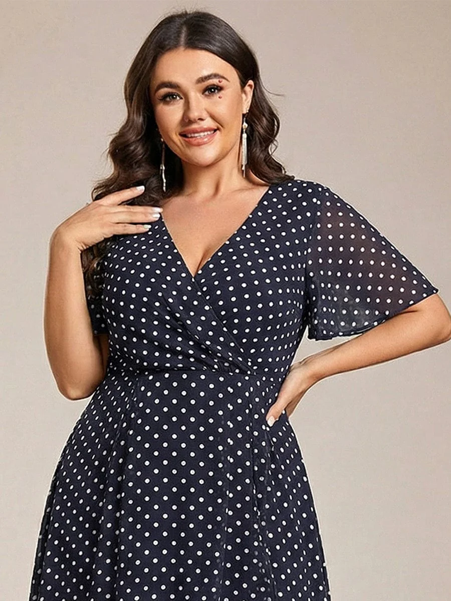 ever LARK|Floral Chiffon Elegance Short Sleeve High-Low Wedding Guest Dress - Image 55
