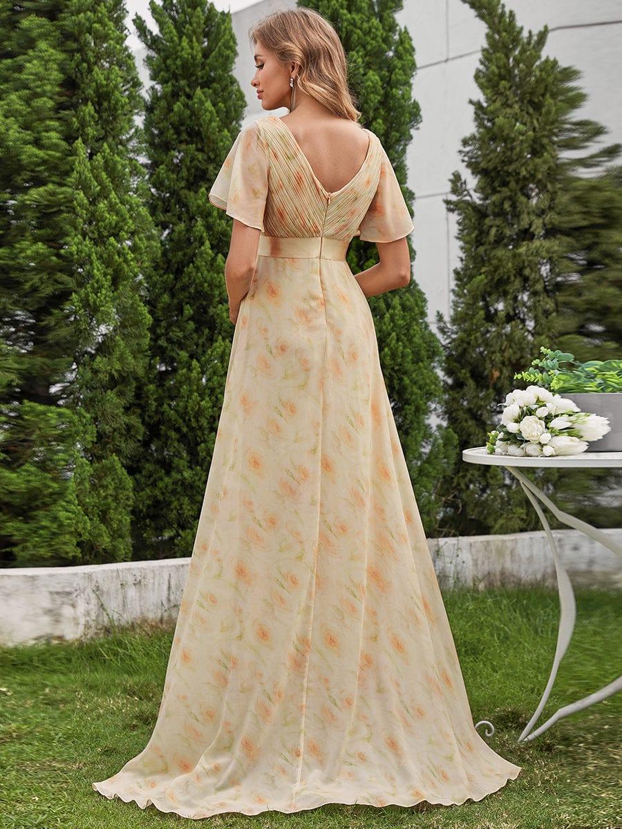 ever MONICA|Floral Chiffon High Waist Short Sleeves Bridesmaid Dress - Image 2