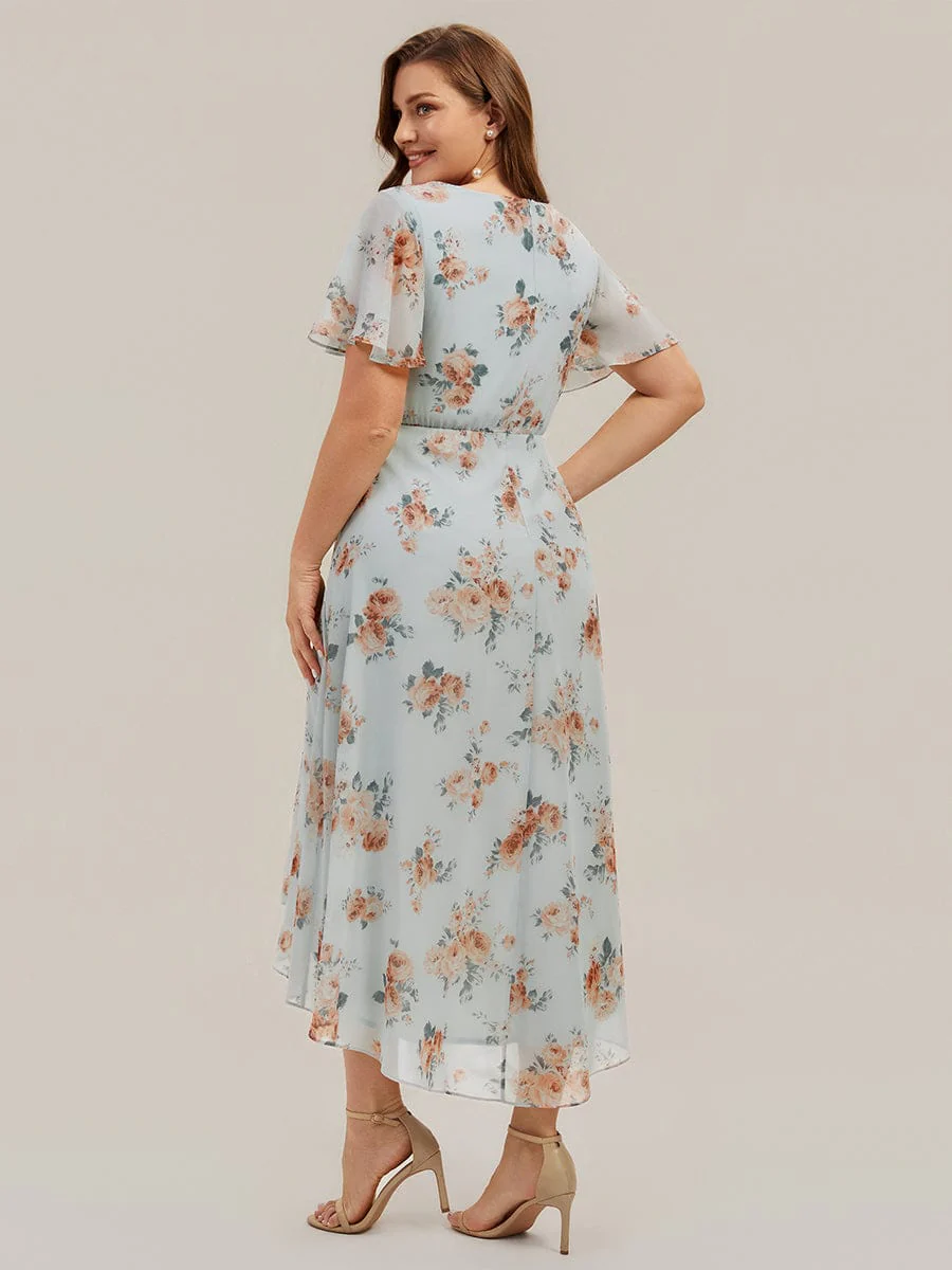 Floral Chiffon Ruffle Sleeve Dress - Image 10