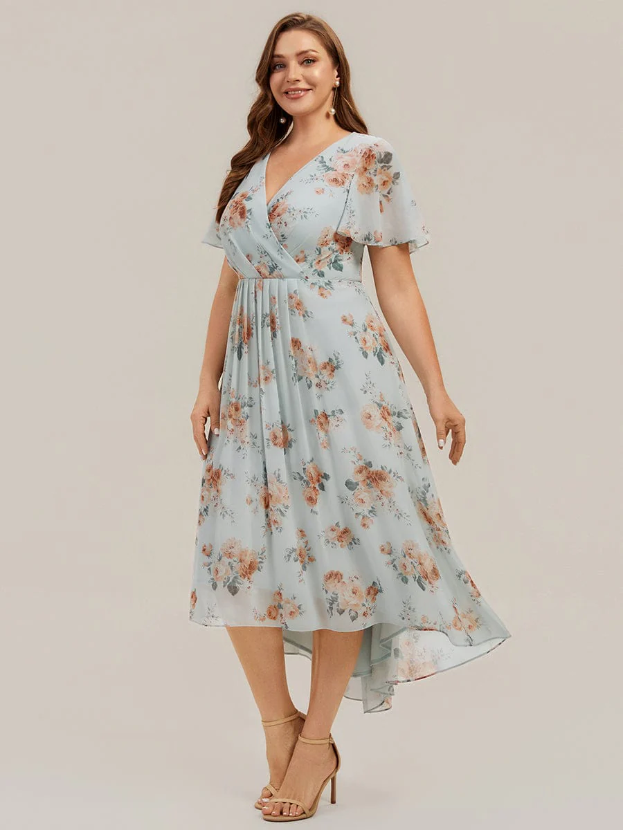 Floral Chiffon Ruffle Sleeve Dress - Image 12
