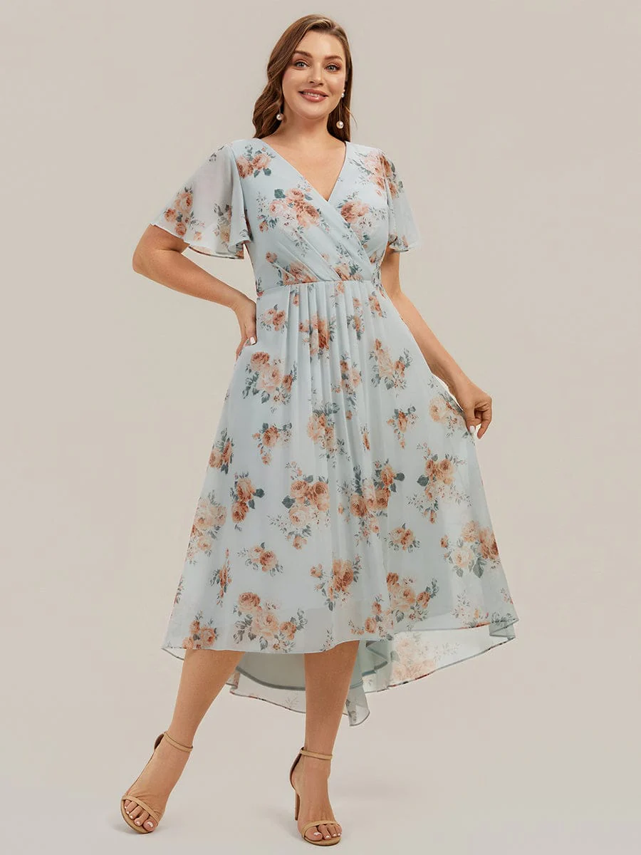 Floral Chiffon Ruffle Sleeve Dress - Image 13