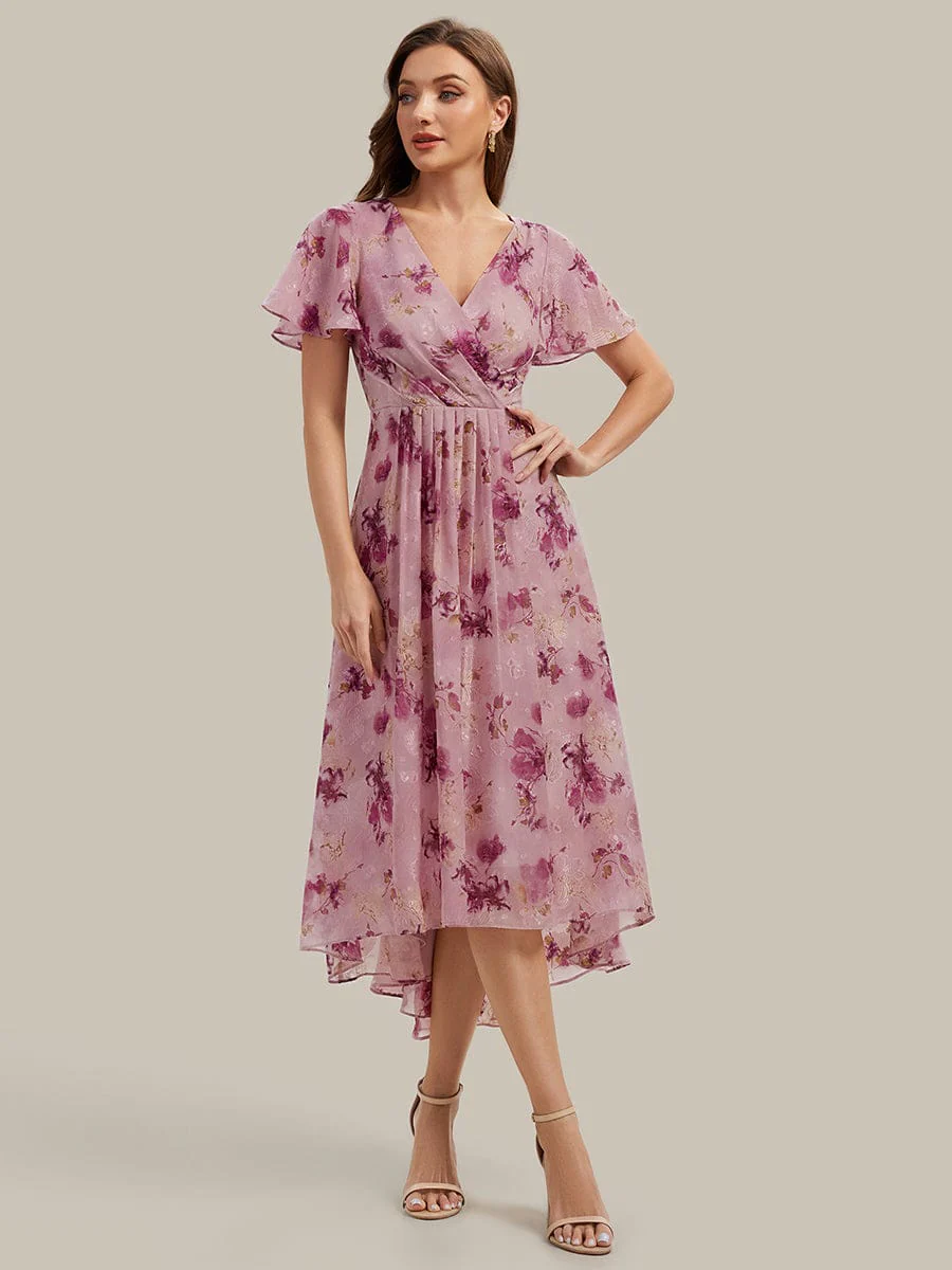 Floral Chiffon Ruffle Sleeve Dress - Image 27