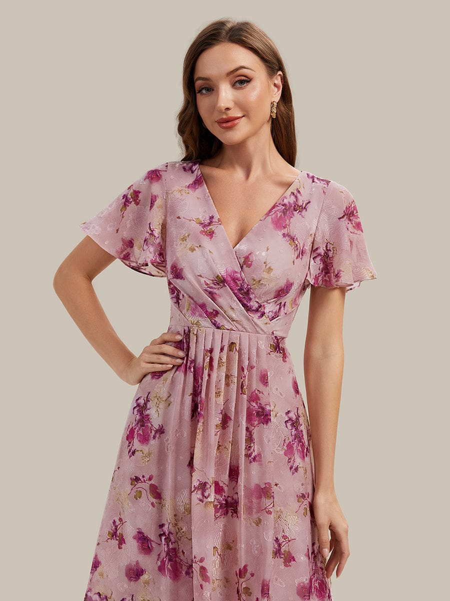 Floral Chiffon Ruffle Sleeve Dress - Image 32