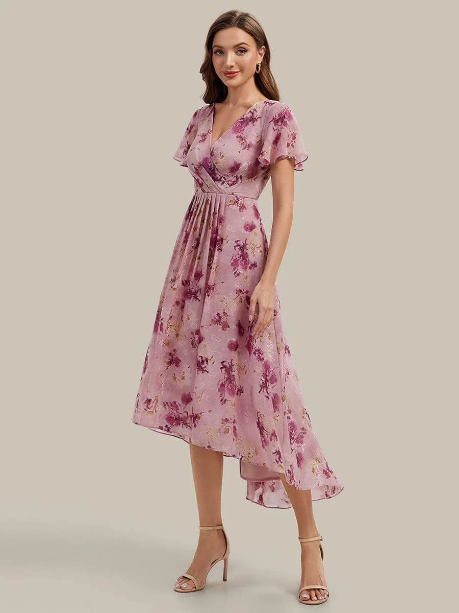 Floral Chiffon Ruffle Sleeve Dress - Image 33