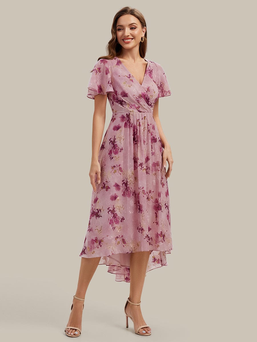 Floral Chiffon Ruffle Sleeve Dress - Image 34