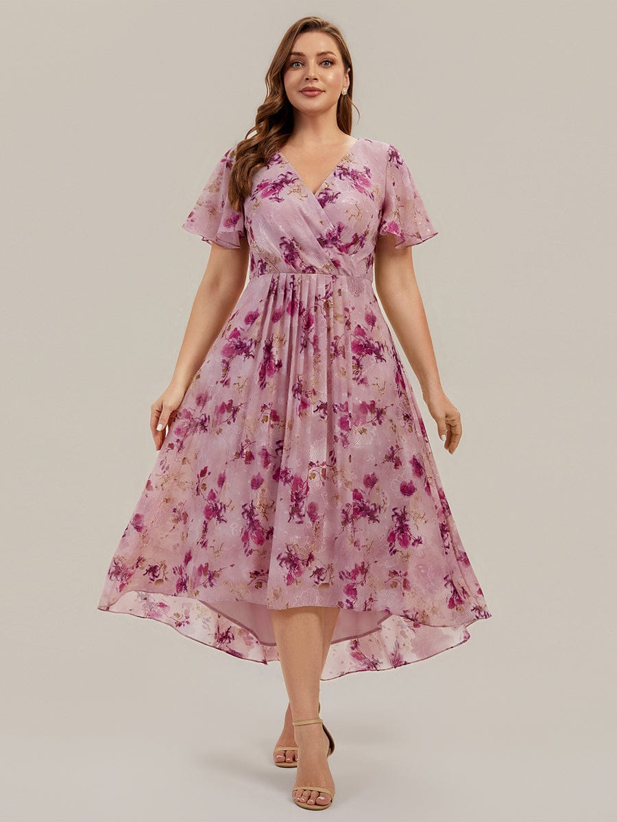 Floral Chiffon Ruffle Sleeve Dress - Image 35