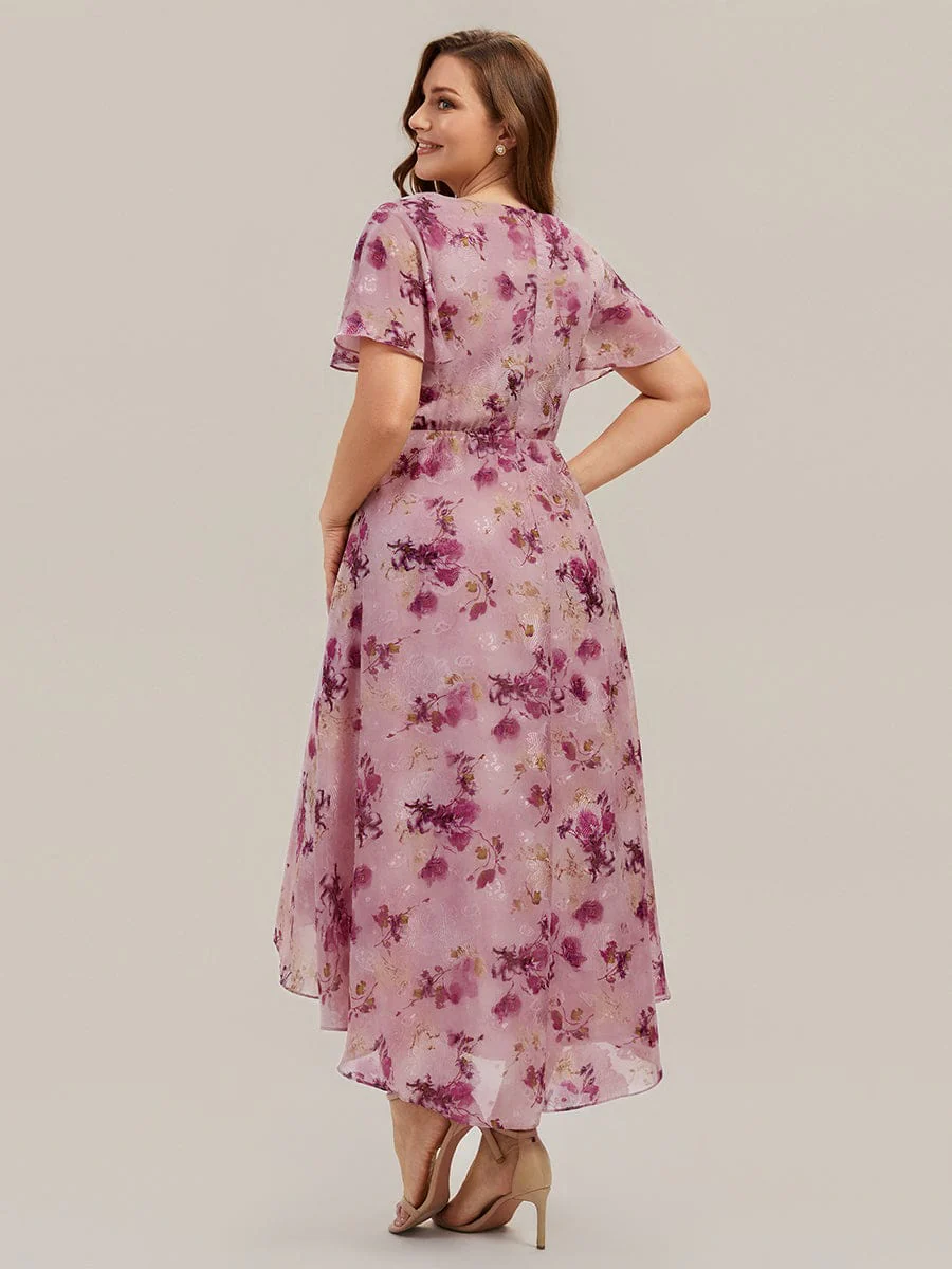 Floral Chiffon Ruffle Sleeve Dress - Image 36