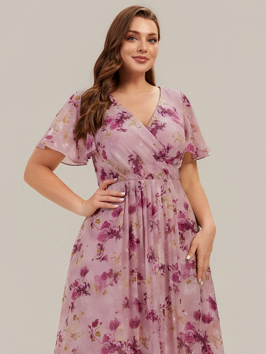 Floral Chiffon Ruffle Sleeve Dress - Image 37