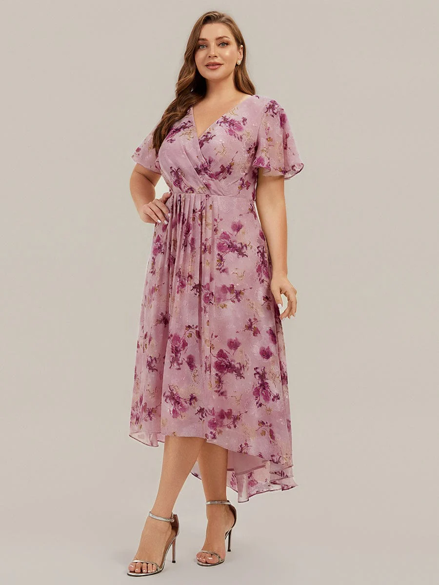 Floral Chiffon Ruffle Sleeve Dress - Image 38