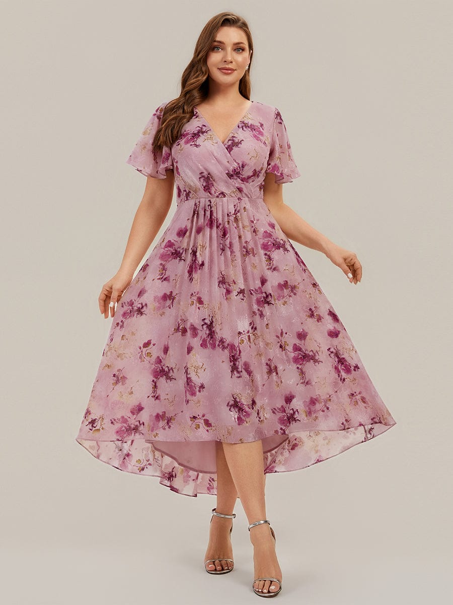 Floral Chiffon Ruffle Sleeve Dress - Image 39