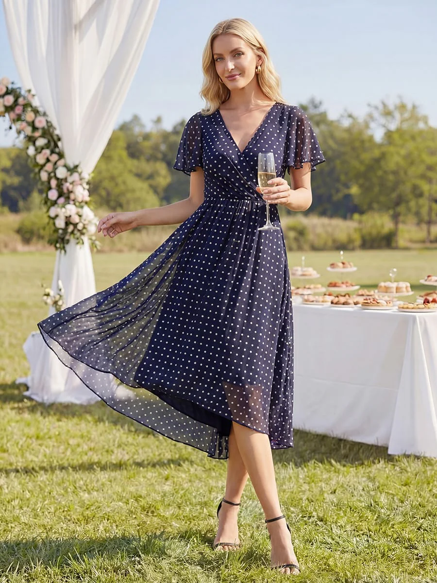 Floral Chiffon Ruffle Sleeve Dress - Image 42