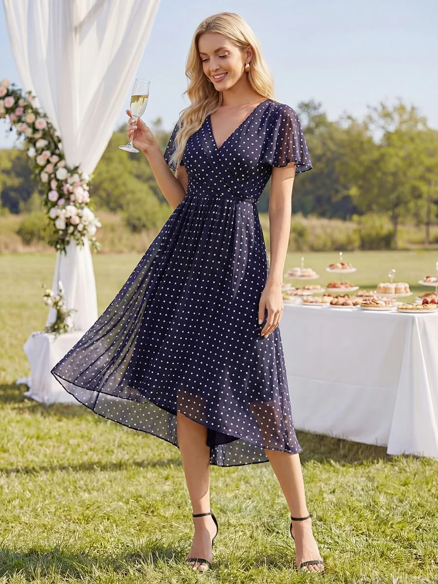Floral Chiffon Ruffle Sleeve Dress - Image 44