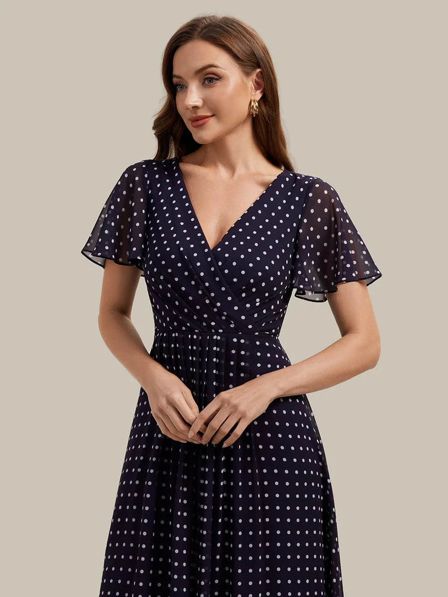 Floral Chiffon Ruffle Sleeve Dress - Image 45