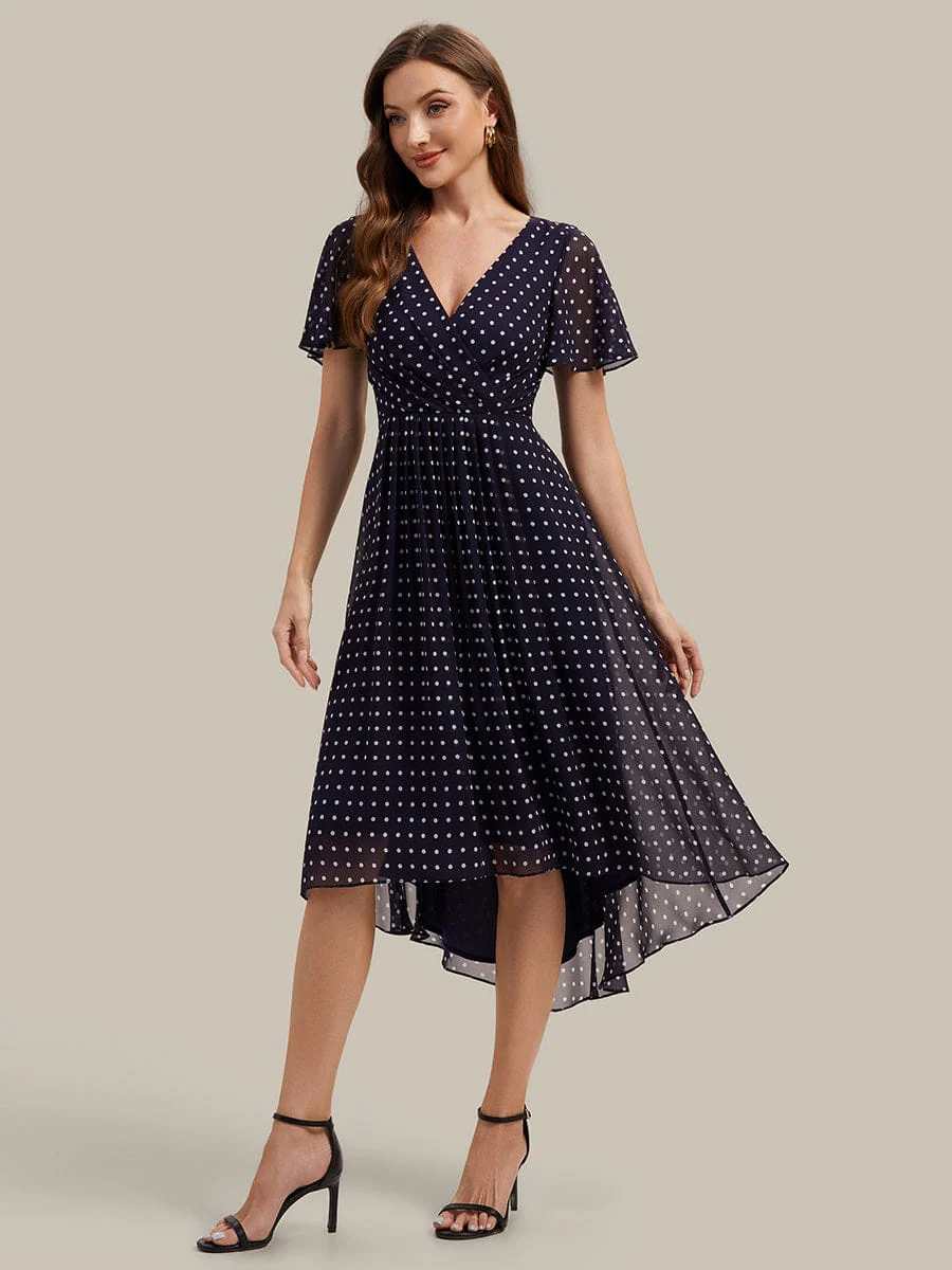 Floral Chiffon Ruffle Sleeve Dress - Image 46