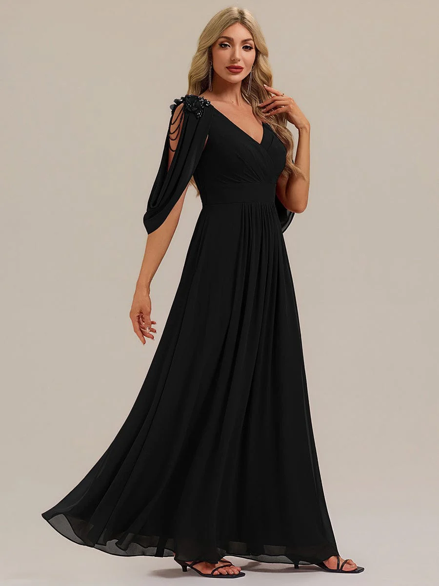 ever LOLA|Floral Chiffon Tulip Sleeve Evening Dress - Image 15
