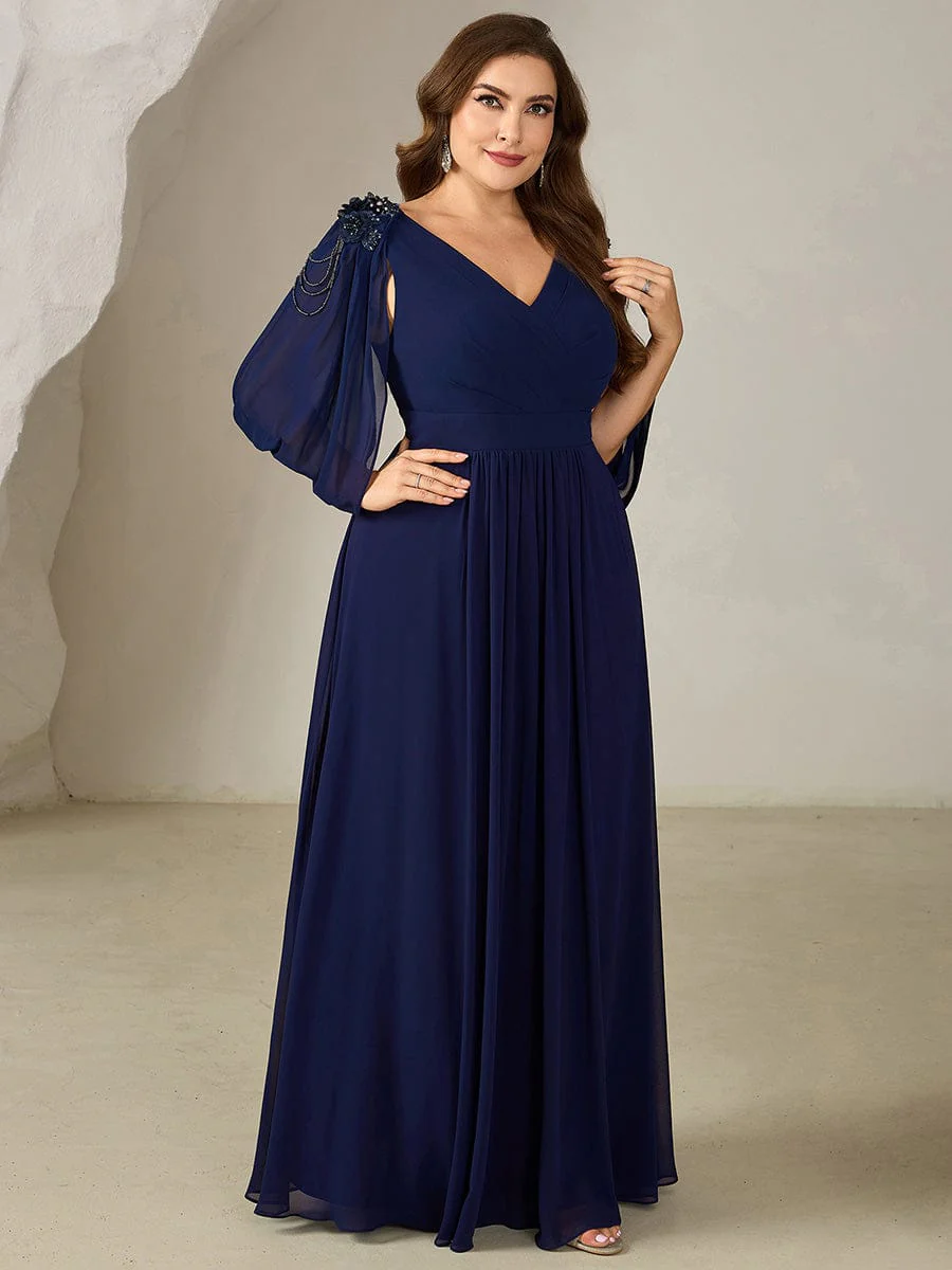 ever LOLA|Floral Chiffon Tulip Sleeve Evening Dress - Image 30