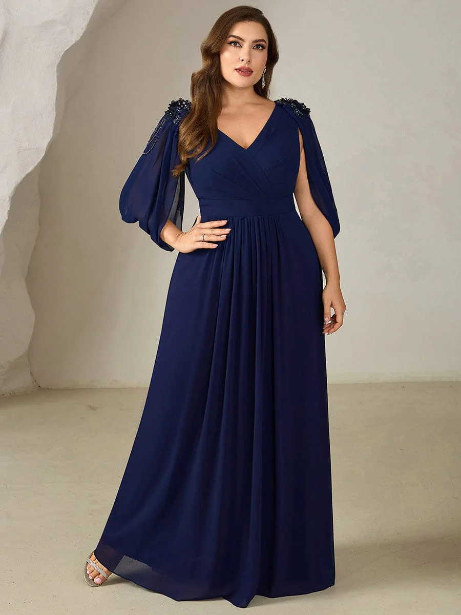ever LOLA|Floral Chiffon Tulip Sleeve Evening Dress - Image 32